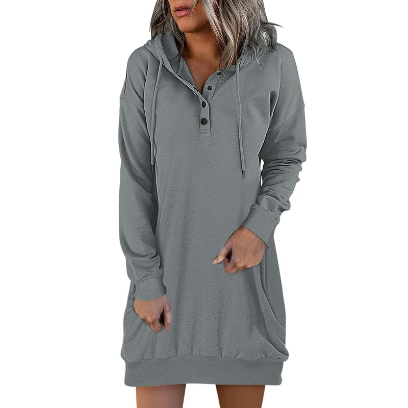 Damen Kapuzenkleid Pullikleid Party Kleid Minikleid Hoodie Kapuzenpullover