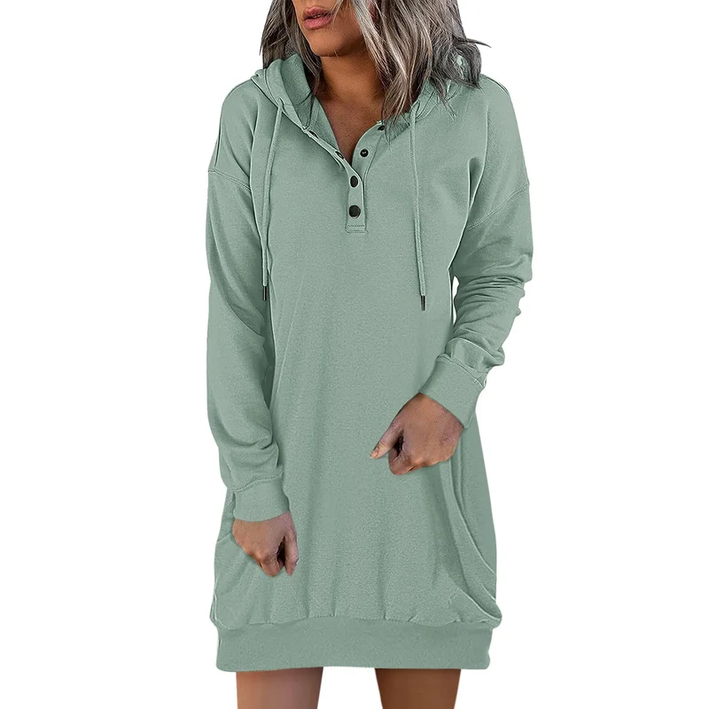 Damen Kapuzenkleid Pullikleid Party Kleid Minikleid Hoodie Kapuzenpullover