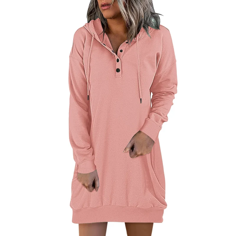 Damen Kapuzenkleid Pullikleid Party Kleid Minikleid Hoodie Kapuzenpullover