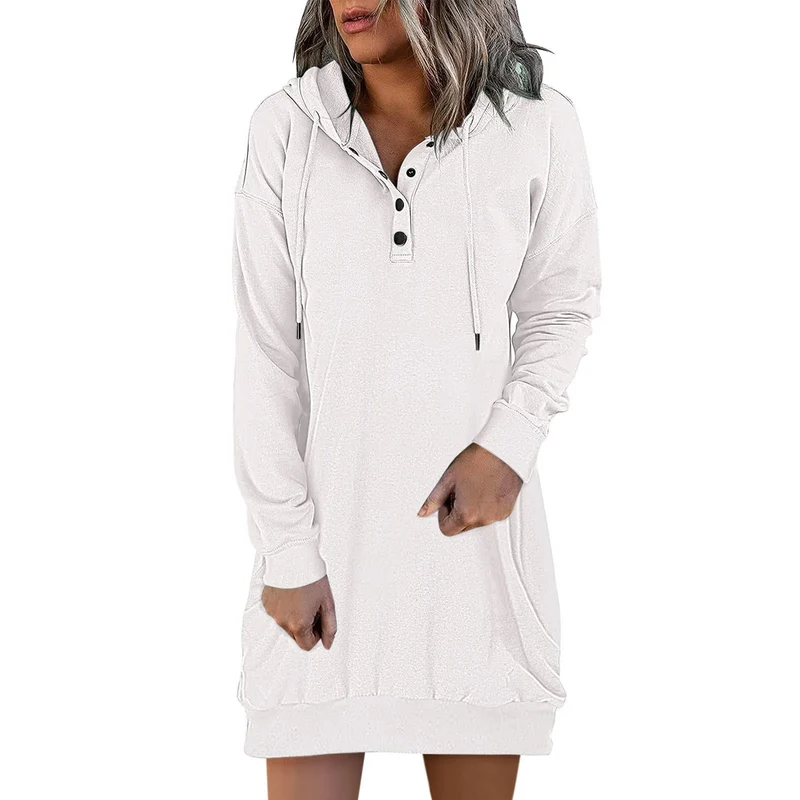 Damen Kapuzenkleid Pullikleid Party Kleid Minikleid Hoodie Kapuzenpullover