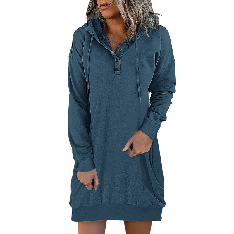 Damen Kapuzenkleid Pullikleid Party Kleid Minikleid Hoodie Kapuzenpullover