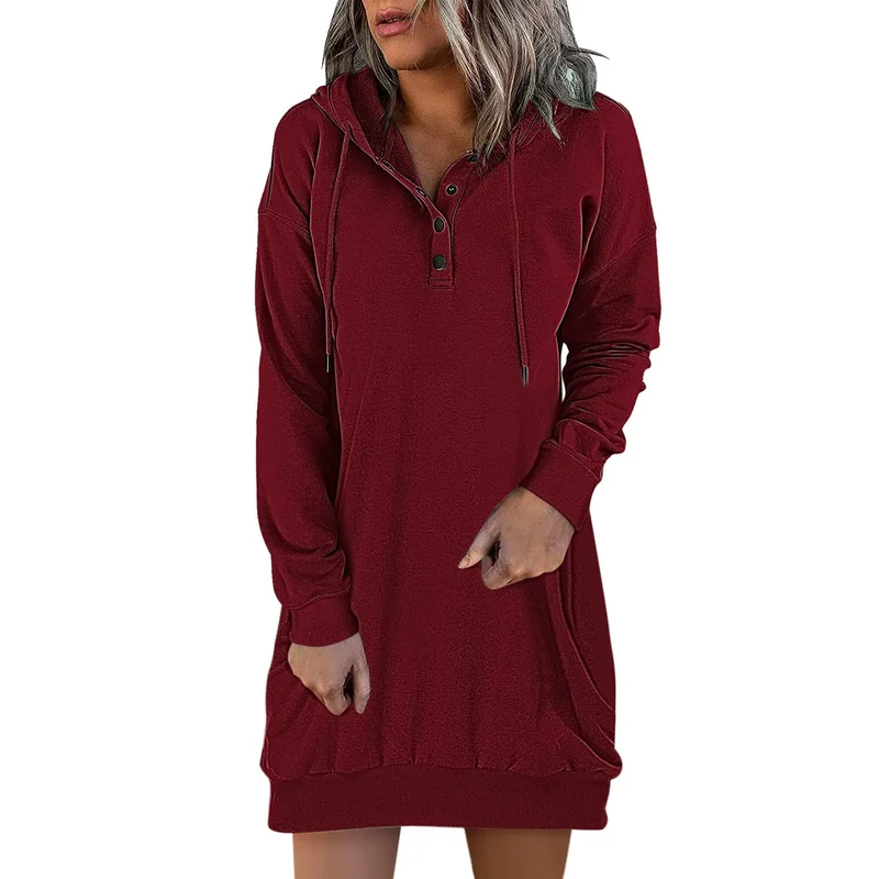 Damen Kapuzenkleid Pullikleid Party Kleid Minikleid Hoodie Kapuzenpullover