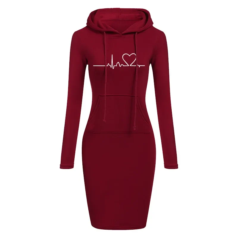 Damen Kapuzenkleid Pullikleid Party Kleid Minikleid Hoodie Kapuzenpullover
