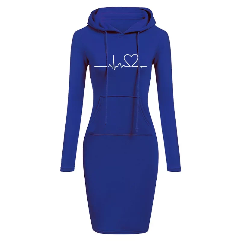Damen Kapuzenkleid Pullikleid Party Kleid Minikleid Hoodie Kapuzenpullover