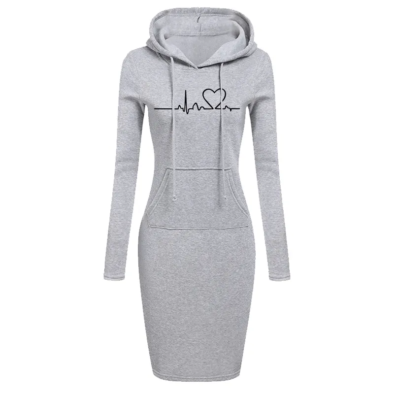 Damen Kapuzenkleid Pullikleid Party Kleid Minikleid Hoodie Kapuzenpullover
