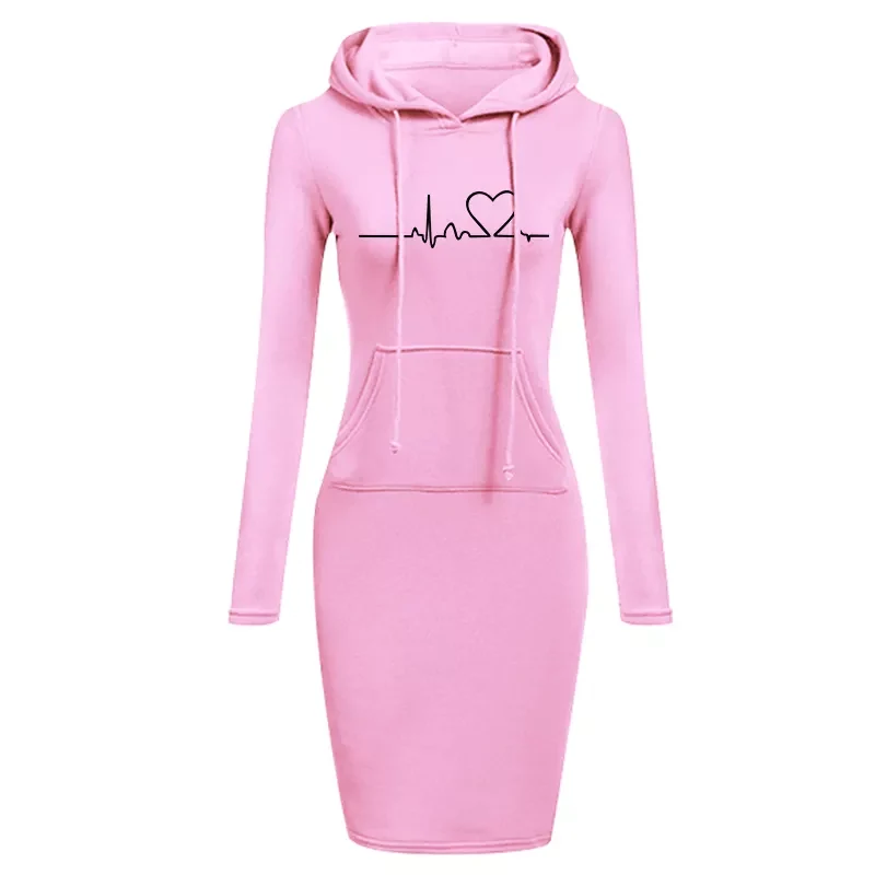 Damen Kapuzenkleid Pullikleid Party Kleid Minikleid Hoodie Kapuzenpullover