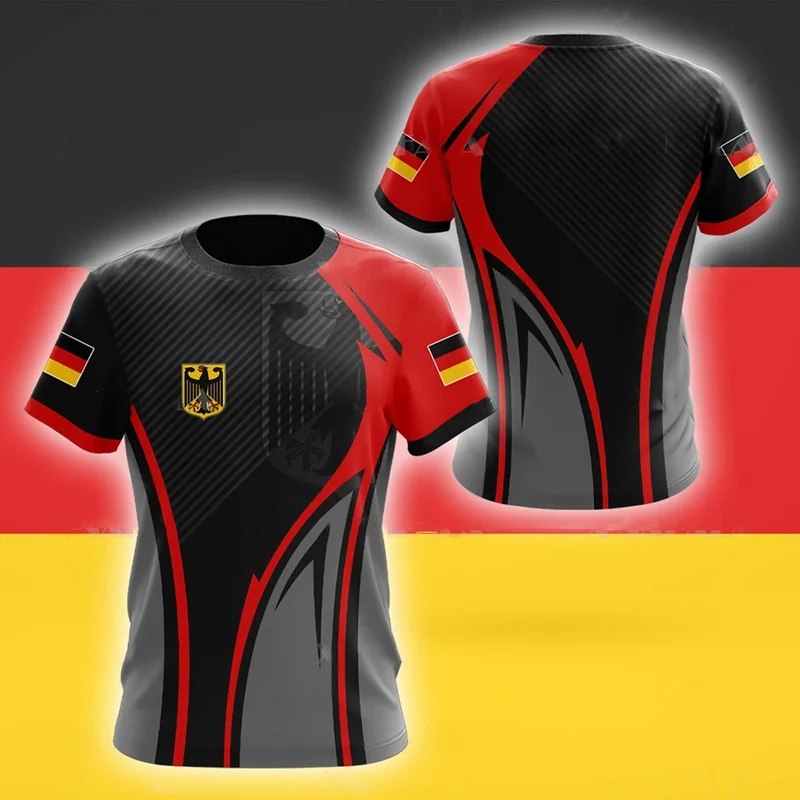 Herren Fashion Deutschland Vintage 3D T-Shirt Rundhals Unisex Sommer Streetwear
