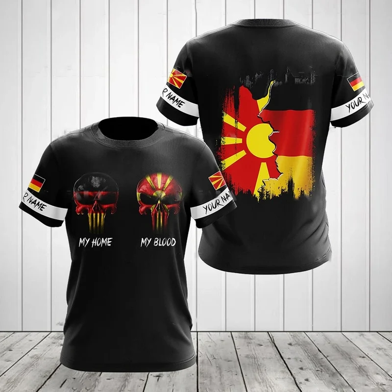 Herren Fashion Deutschland Vintage 3D T-Shirt Rundhals Unisex Sommer Streetwear