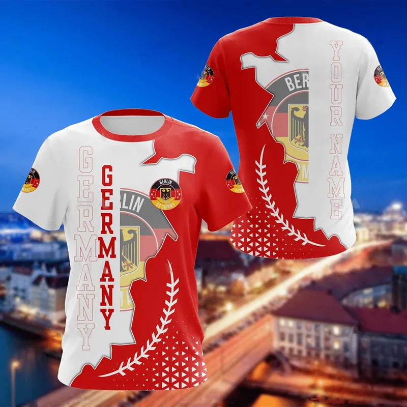 Herren Fashion Deutschland Vintage 3D T-Shirt Rundhals Unisex Sommer Streetwear