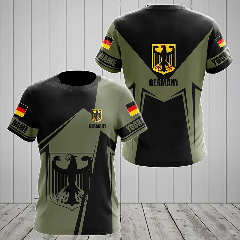 Herren Fashion Deutschland Vintage 3D T-Shirt Rundhals Unisex Sommer Streetwear