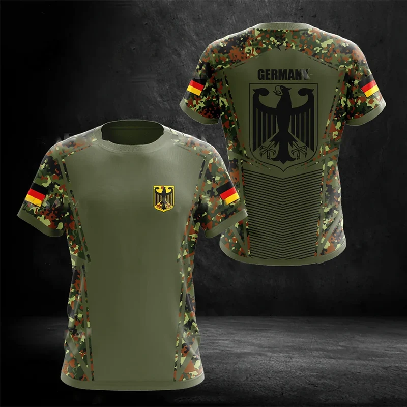 Herren Fashion Deutschland Vintage 3D T-Shirt Rundhals Unisex Sommer Streetwear