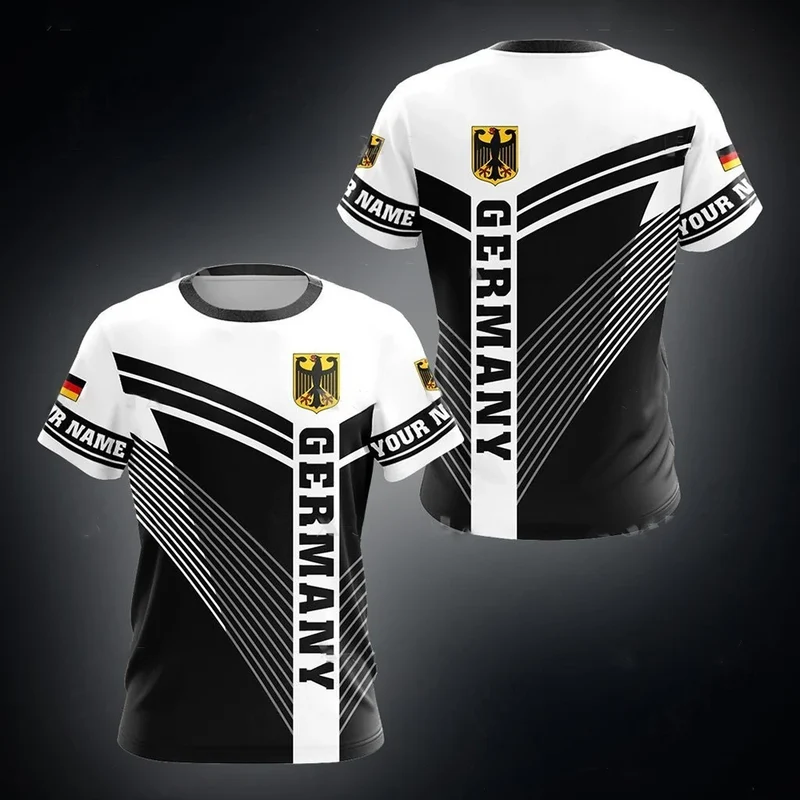 Herren Fashion Deutschland Vintage 3D T-Shirt Rundhals Unisex Sommer Streetwear