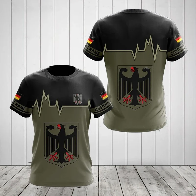 Herren Fashion Deutschland Vintage 3D T-Shirt Rundhals Unisex Sommer Streetwear