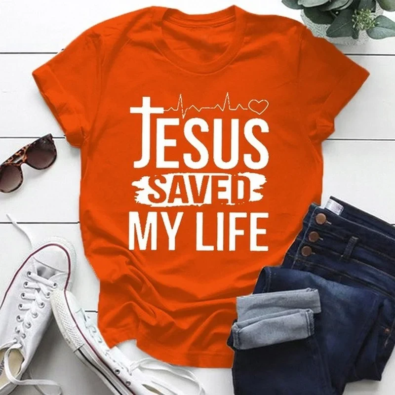 Damen Sommer Top Jesus Save My Life T-Shirt Streetwear Shirt lockeres Damentop