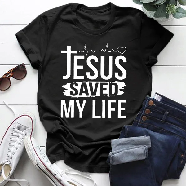 Damen Sommer Top Jesus Save My Life T-Shirt Streetwear Shirt lockeres Damentop