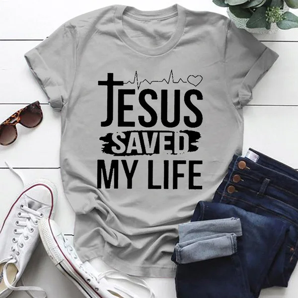 Damen Sommer Top Jesus Save My Life T-Shirt Streetwear Shirt lockeres Damentop