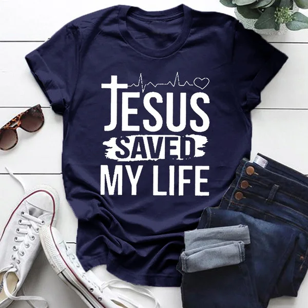 Damen Sommer Top Jesus Save My Life T-Shirt Streetwear Shirt lockeres Damentop