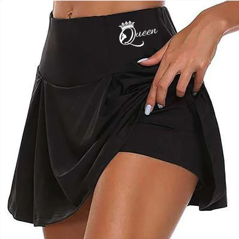 Damen Rock Tennisrock mit Innenhose Sportrock Laufrock Gym Fitness Shorts Golf