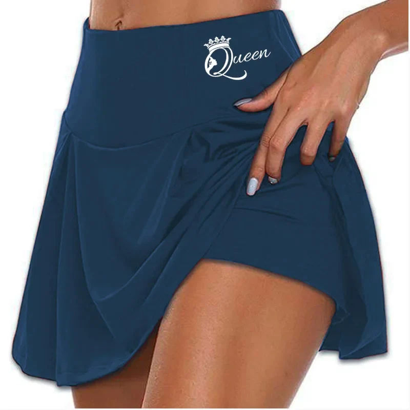 Damen Rock Tennisrock mit Innenhose Sportrock Laufrock Gym Fitness Shorts Golf