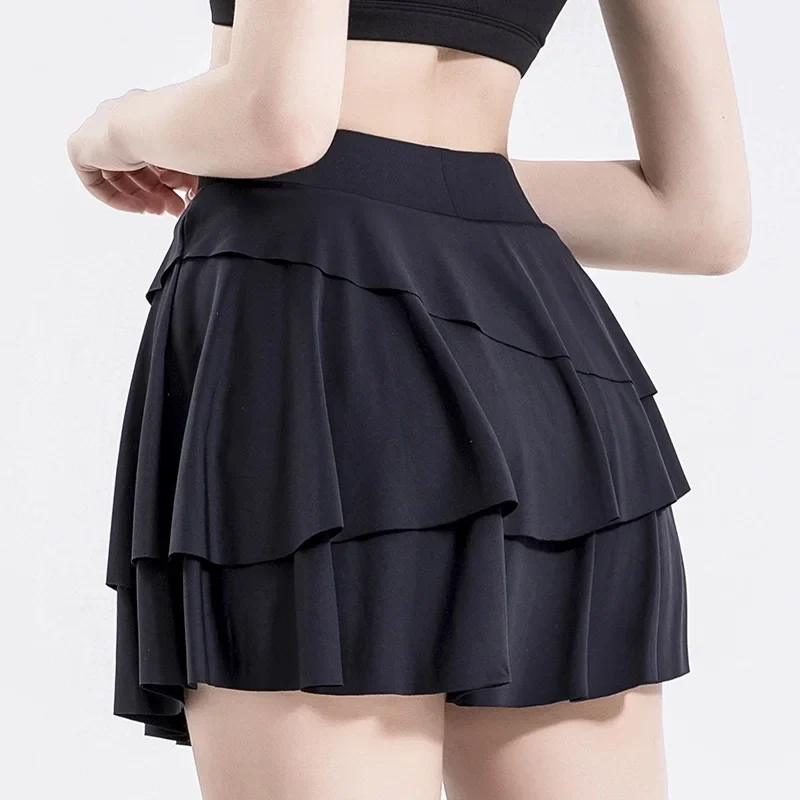 Damen Tennis-Rock mit Innenhose Sportrock Laufrock Gym Fitness Shorts mit Tasche