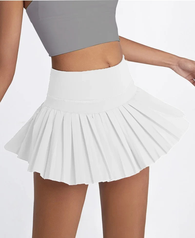 Damen Tennis-Rock mit Innenhose Sportrock Laufrock Gym Fitness Shorts mit Tasche