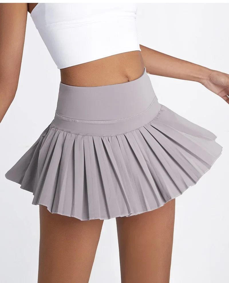 Damen Tennis-Rock mit Innenhose Sportrock Laufrock Gym Fitness Shorts mit Tasche