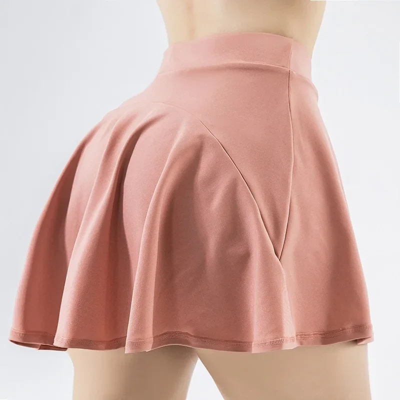 Damen Tennis-Rock mit Innenhose Sportrock Laufrock Gym Fitness Shorts mit Tasche