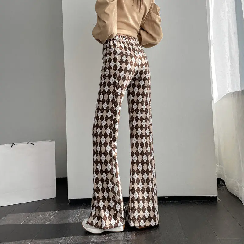Damen Leggings Kariert Tartan Karo Muster Bootcut Hüftjeans Schlaghose Flared