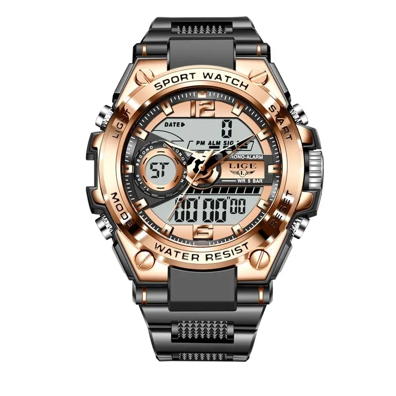 Herren Armbanduhr Digital Uhr Silber Edelstahl LED Quarzuhr Luxus Chronograph