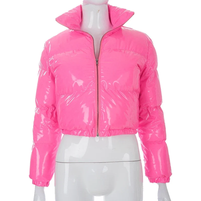 Damen Glänzende Daunenjacke Mit Kapuze Gold Steppjacke Streetwear Stepp Jacke