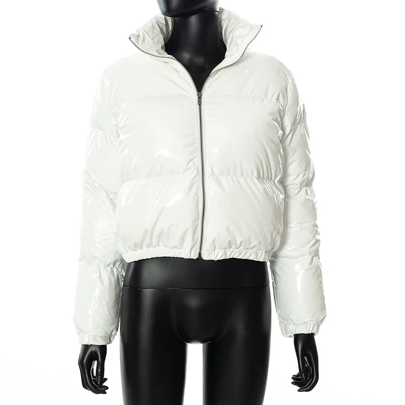 Damen Glänzende Daunenjacke Mit Kapuze Gold Steppjacke Streetwear Stepp Jacke