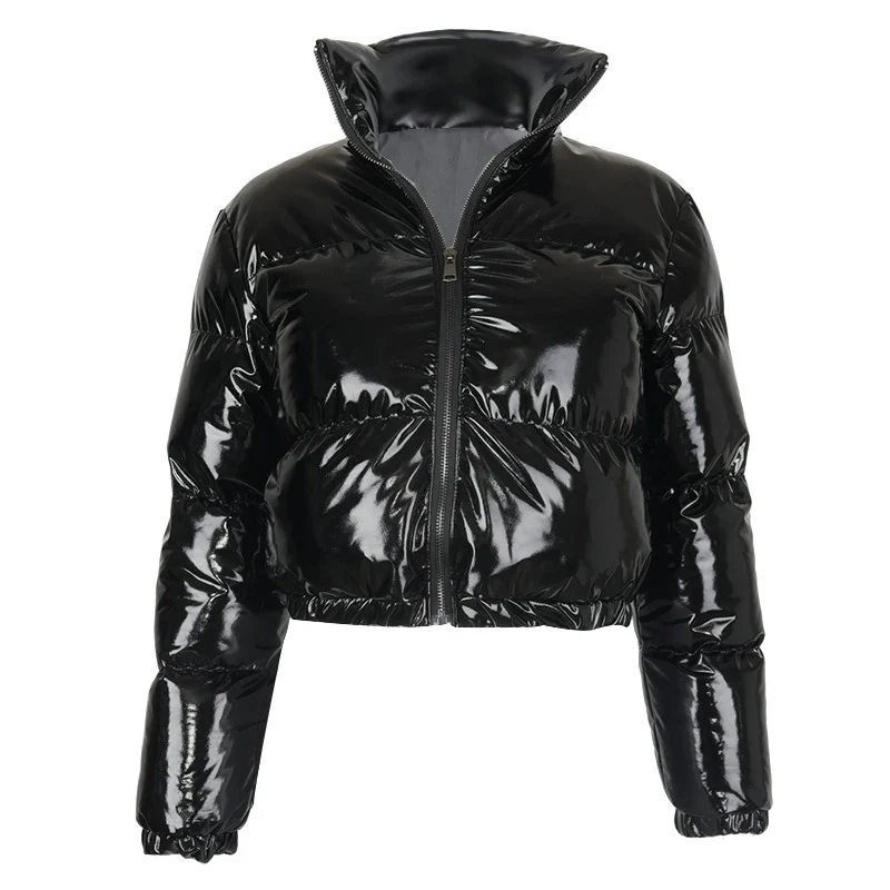 Damen Glänzende Daunenjacke Mit Kapuze Gold Steppjacke Streetwear Stepp Jacke