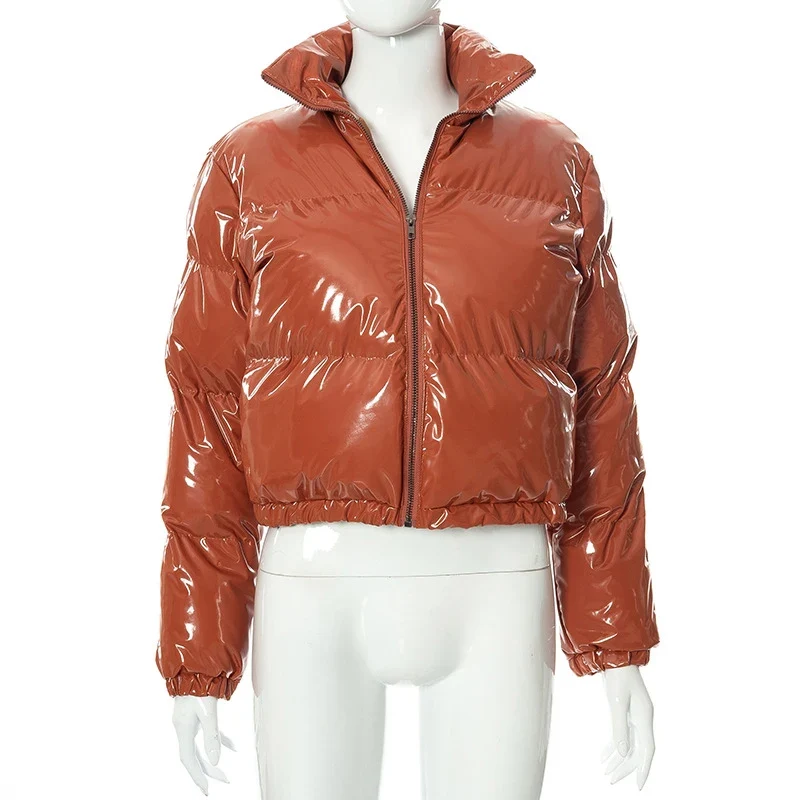 Damen Glänzende Daunenjacke Mit Kapuze Gold Steppjacke Streetwear Stepp Jacke