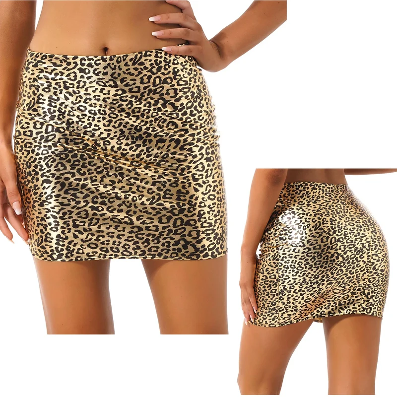 Sexy Damen Lederrock Minirock PU Mini Rock High Waist Partyrock Clubwear