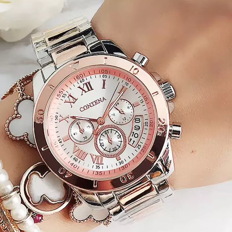 Damen Armbanduhr Fashion Luxus Quartz Armband Uhr Chronograph Business Schmuck