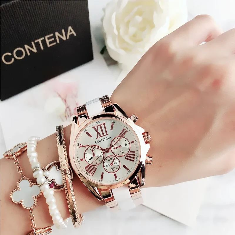 Damen Armbanduhr Fashion Luxus Quartz Armband Uhr Chronograph Business Schmuck