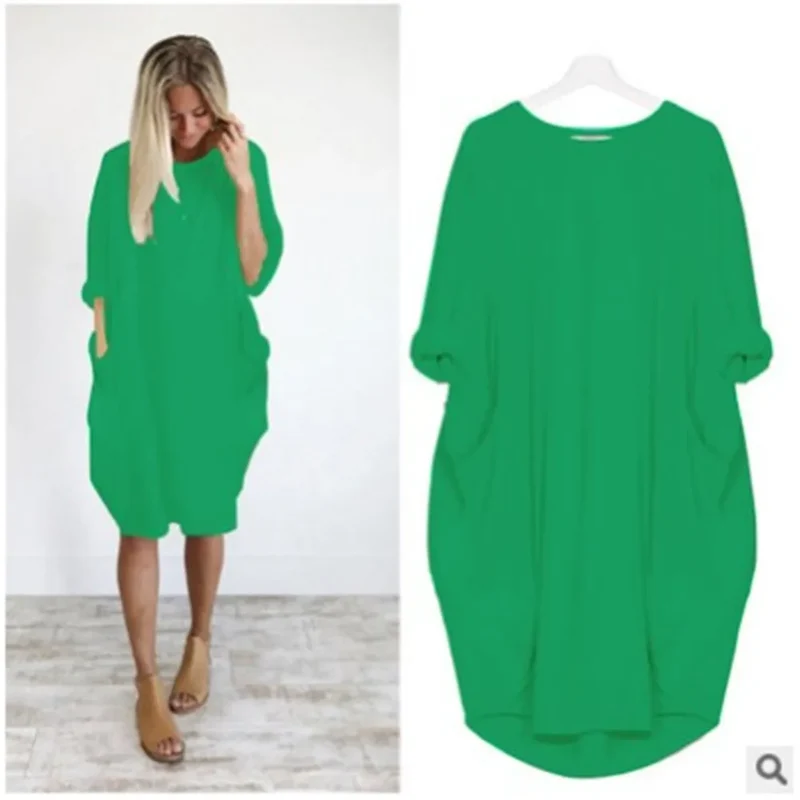 Frauen Maxikleid Pullikleid Sportkleid Kleid Sweatshirt Longtops Pulli Tunika