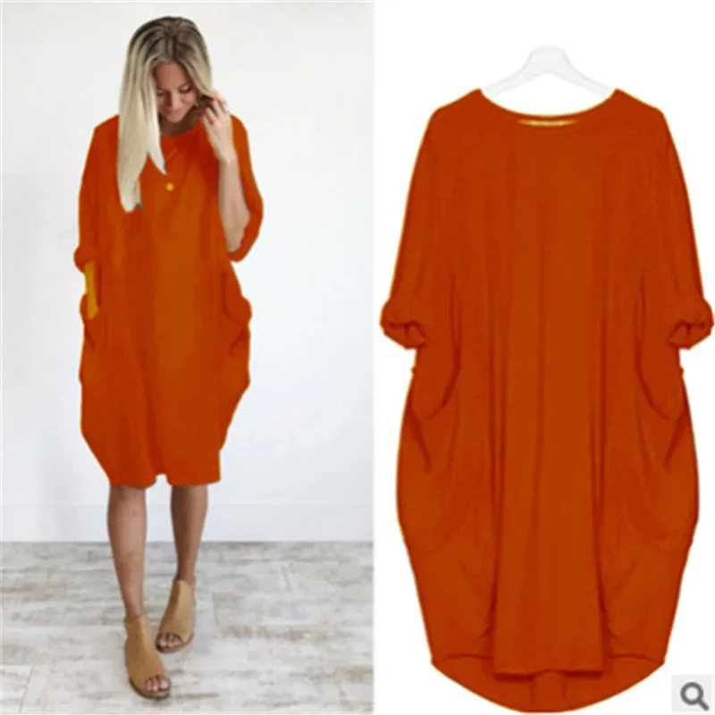 Frauen Maxikleid Pullikleid Sportkleid Kleid Sweatshirt Longtops Pulli Tunika