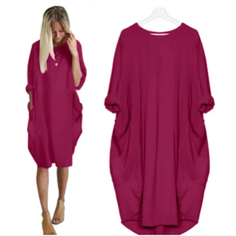 Frauen Maxikleid Pullikleid Sportkleid Kleid Sweatshirt Longtops Pulli Tunika