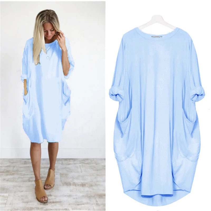 Frauen Maxikleid Pullikleid Sportkleid Kleid Sweatshirt Longtops Pulli Tunika