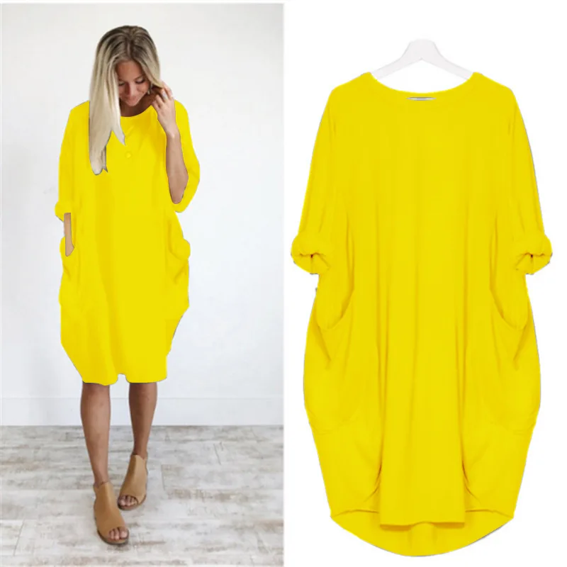 Frauen Maxikleid Pullikleid Sportkleid Kleid Sweatshirt Longtops Pulli Tunika