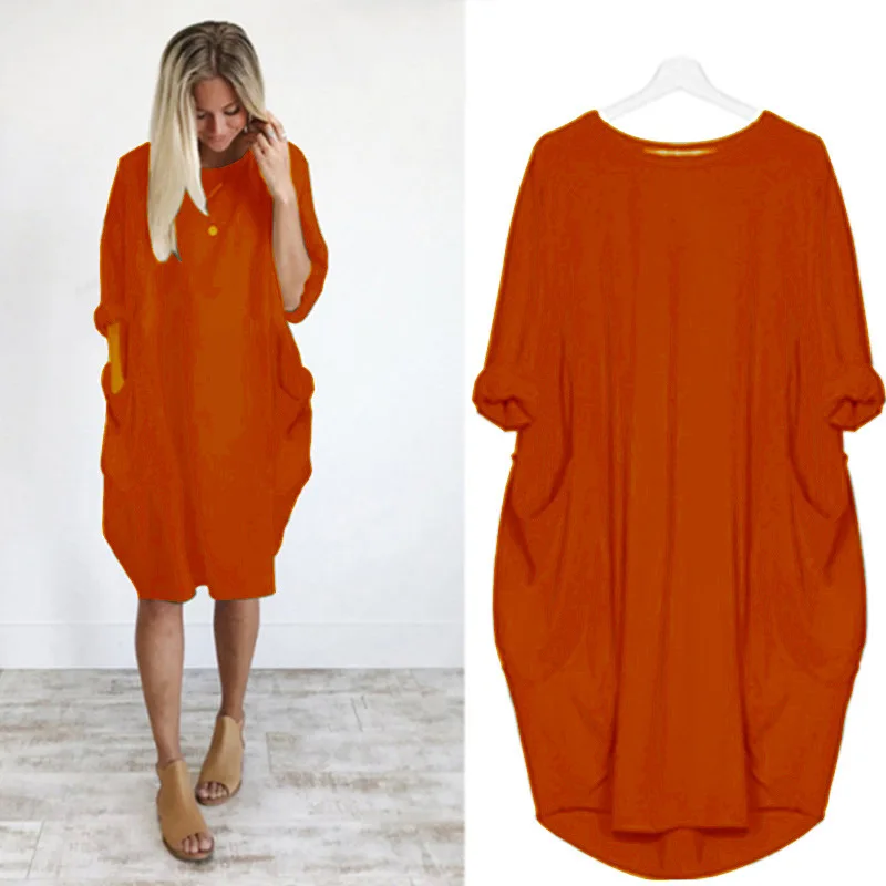 Frauen Maxikleid Pullikleid Sportkleid Kleid Sweatshirt Longtops Pulli Tunika