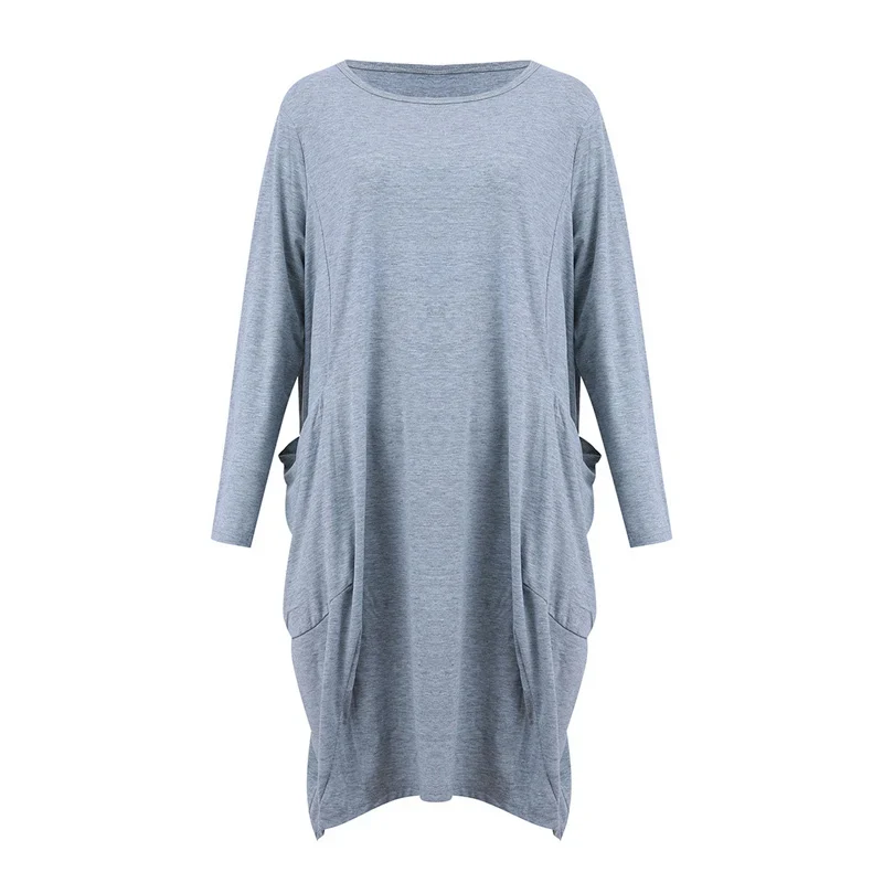 Frauen Maxikleid Pullikleid Sportkleid Kleid Sweatshirt Longtops Pulli Tunika