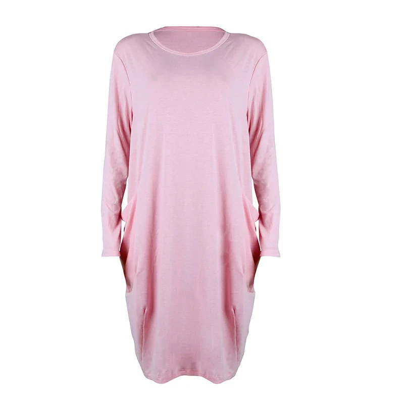 Frauen Maxikleid Pullikleid Sportkleid Kleid Sweatshirt Longtops Pulli Tunika