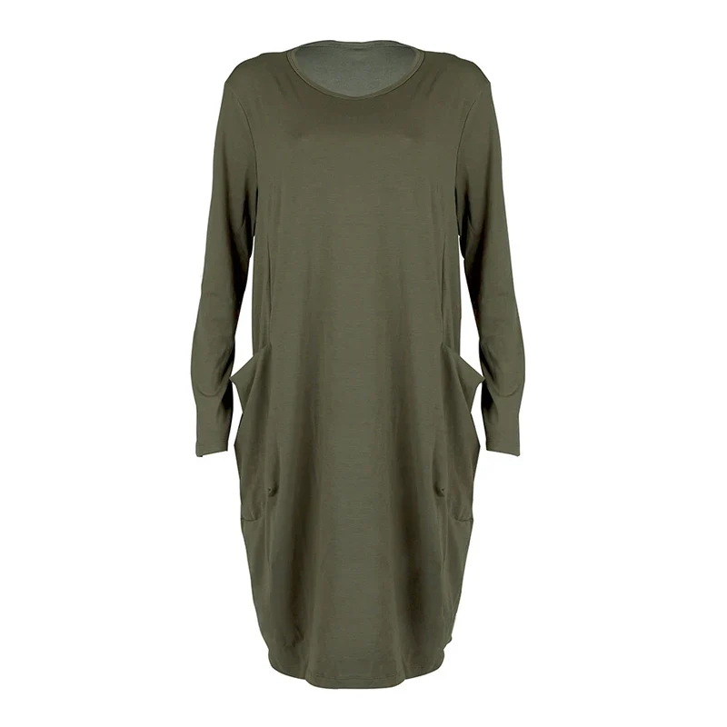Frauen Maxikleid Pullikleid Sportkleid Kleid Sweatshirt Longtops Pulli Tunika