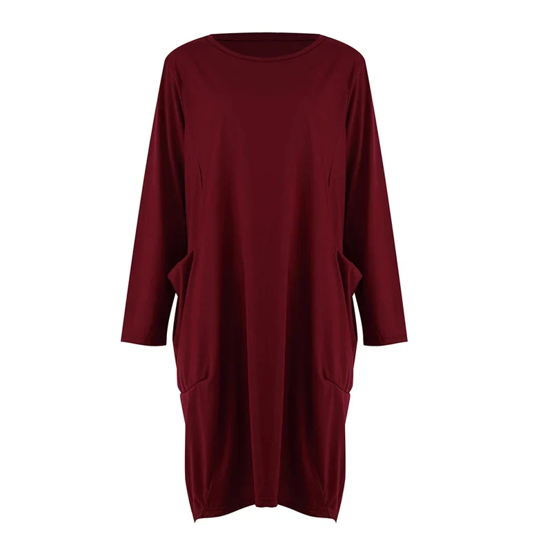 Frauen Maxikleid Pullikleid Sportkleid Kleid Sweatshirt Longtops Pulli Tunika
