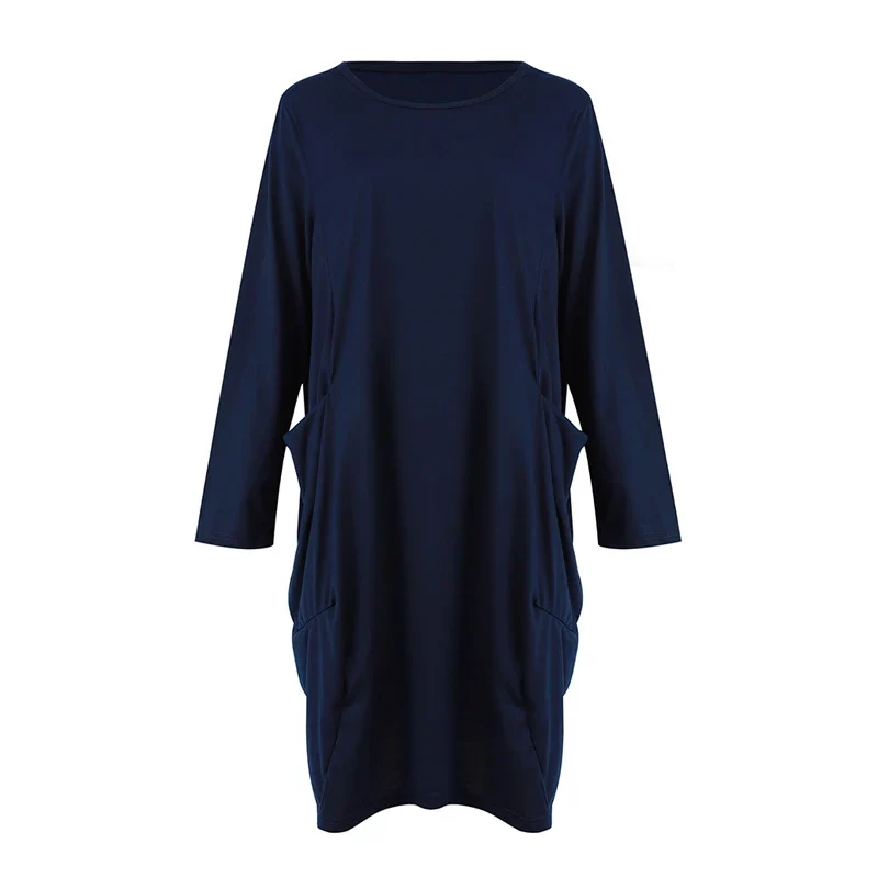 Frauen Maxikleid Pullikleid Sportkleid Kleid Sweatshirt Longtops Pulli Tunika