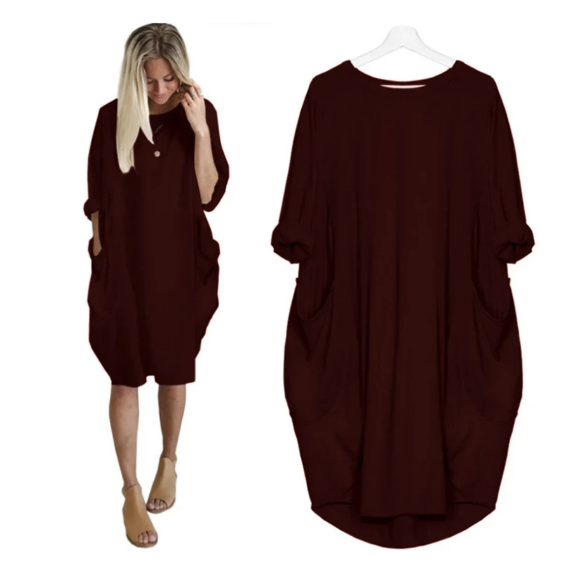 Frauen Maxikleid Pullikleid Sportkleid Kleid Sweatshirt Longtops Pulli Tunika