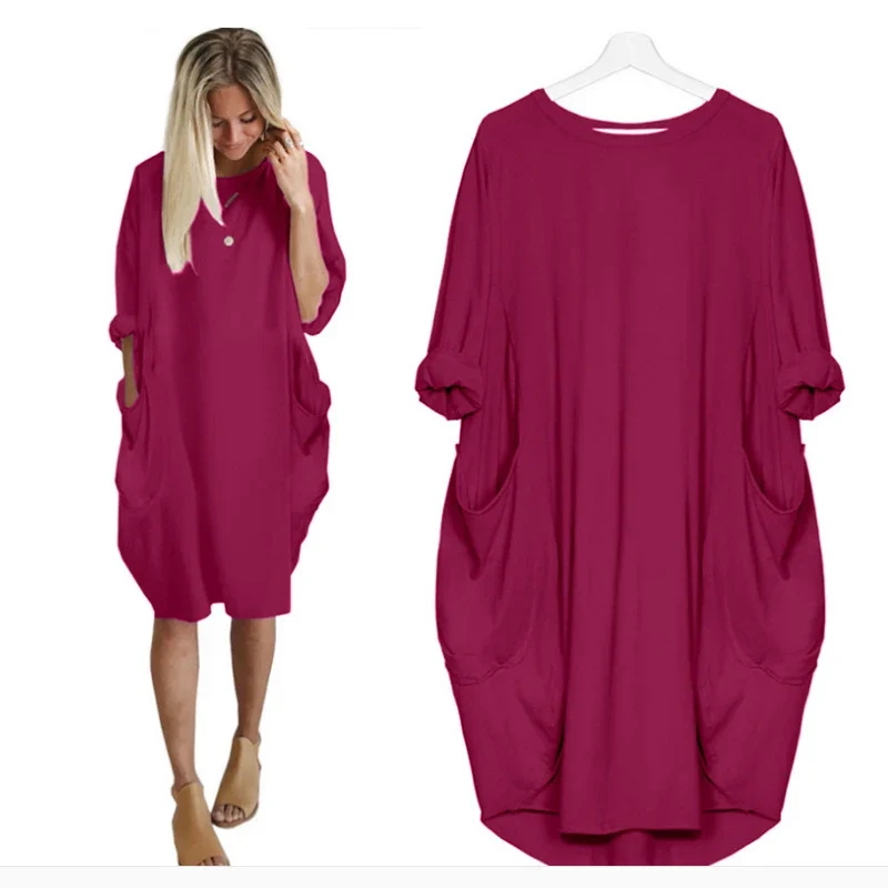 Frauen Maxikleid Pullikleid Sportkleid Kleid Sweatshirt Longtops Pulli Tunika
