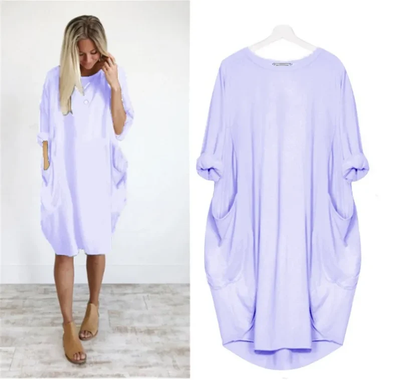 Frauen Maxikleid Pullikleid Sportkleid Kleid Sweatshirt Longtops Pulli Tunika